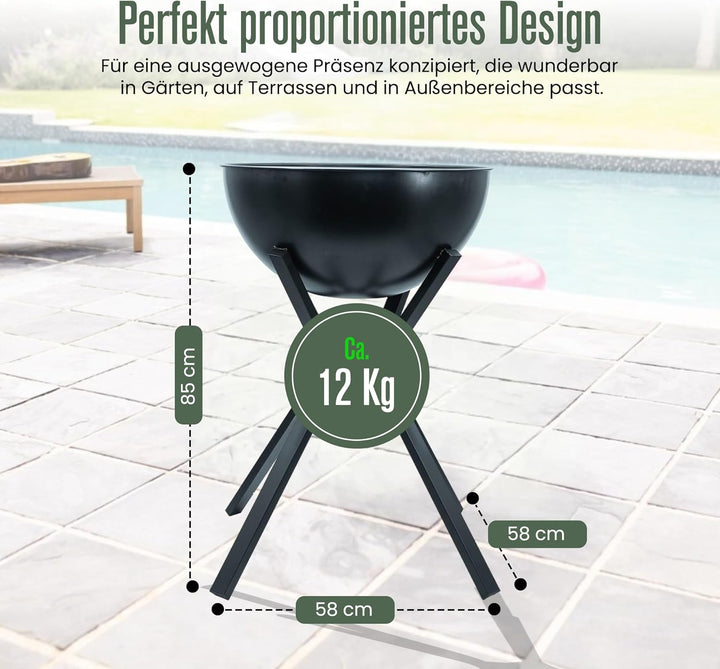 Feuerschale, Feuerstelle, Feuerring,Plancha, 2 in 1, BBQ-Funktion, Raucharme Feuerkorb, Holzofen, De