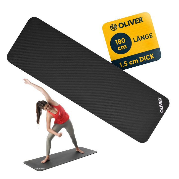 Oliver – rutschfeste Sportmatte quergerillt – Yogamatte für Pilates, Gymnastik &amp; Fitness – hautfreun