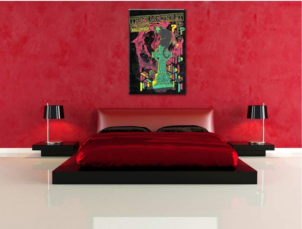 Dark Trick or Treat black Leinwandbild Bild auf Leinwand, XXL riesige Bilder fertig gerahmt mit Keil