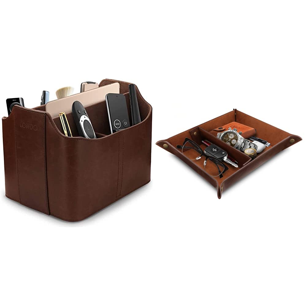 Londo Leder Fernbedienung Organizer und Halter mit Tablet Fach, Fernbedienungshalter - Multifunktion