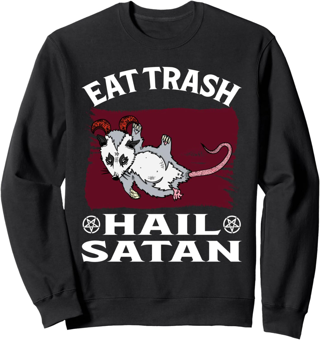 Eat Trash Hail Satanismus Okkultes Opossum Baphomet Dämon Sweatshirt