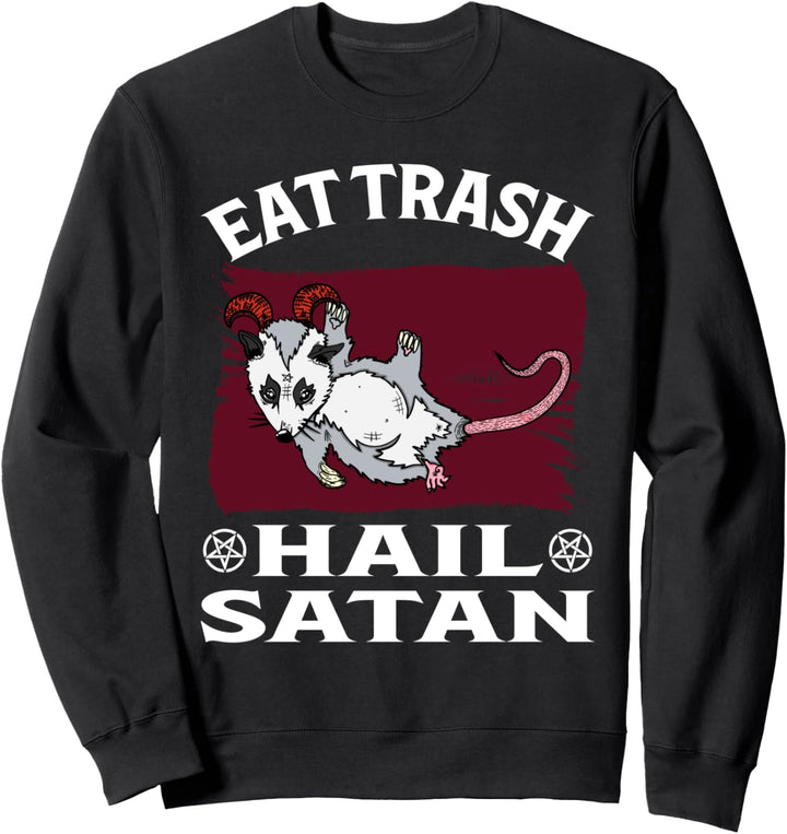 Eat Trash Hail Satanismus Okkultes Opossum Baphomet Dämon Sweatshirt