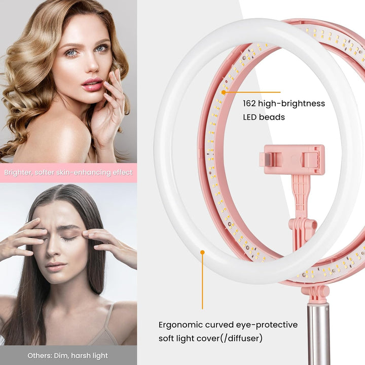 TARION LED Ringlicht: 11,8 Zoll Faltbare Ringleuchte Tisch Ringlicht mit Stativ und Handyhalter für