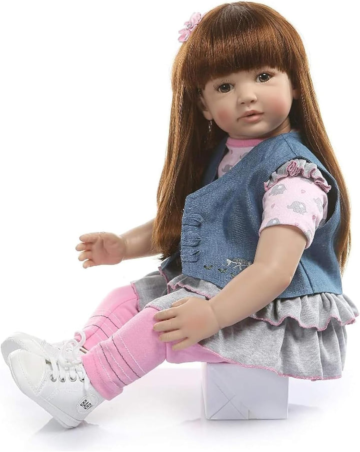 ZIYIUI Reborn Puppen Kleinkind 24 Zoll 60cm Weiches Vinylsilikon Lebensecht Baby Puppe Handgemacht B