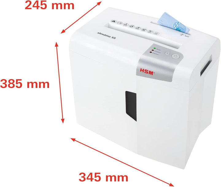 HSM shredstar X5 Aktenvernichter, Sicherheitsstufe P-4, 5 Blatt (Partikelschnitt) mit CD-Schredder w