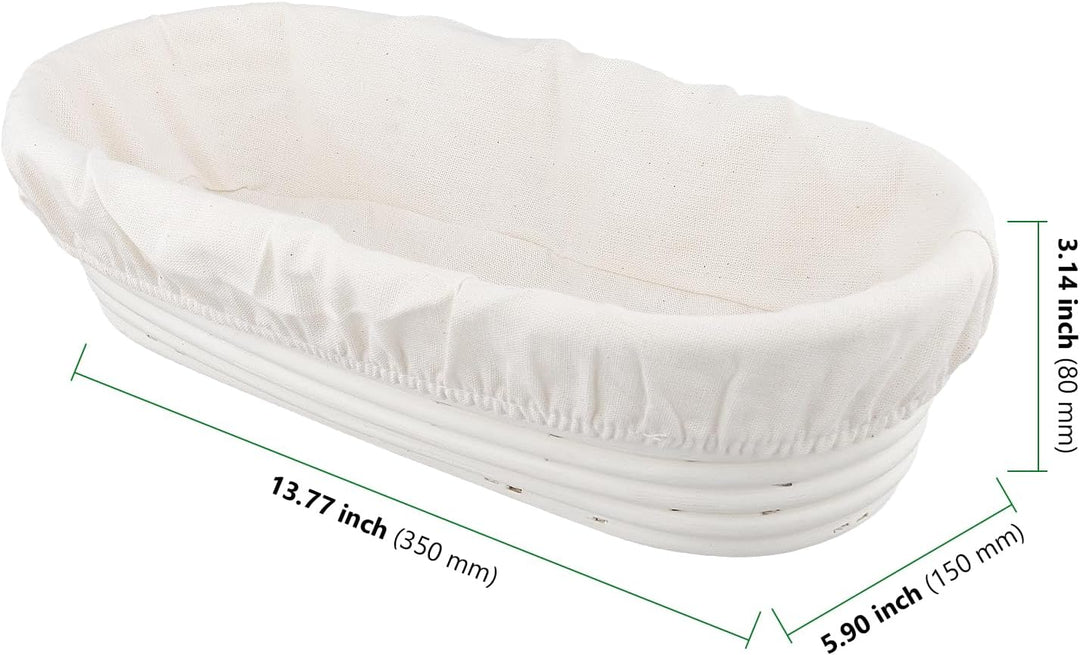 2 Stück Gärkörbchen Oval, 35 x 15 x 8cm Gärkorb für Brot mit Leineneinsatz, Brotkörbchen zum Backen