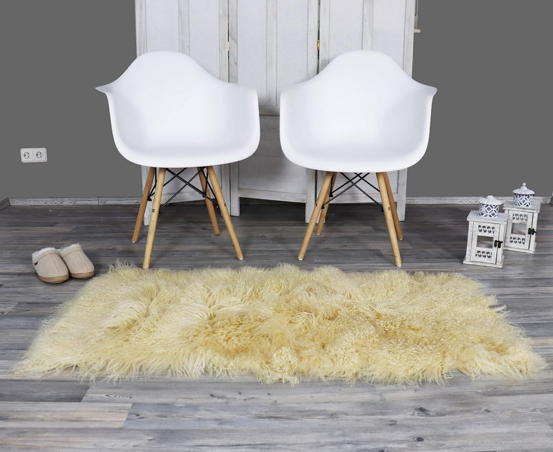 Reissner Lammfelle Tibet Lammfell Auflage TP1 60x120cm Farbe Hellbeige/gelbbeige JAY08 TP1 Jay08 Hel