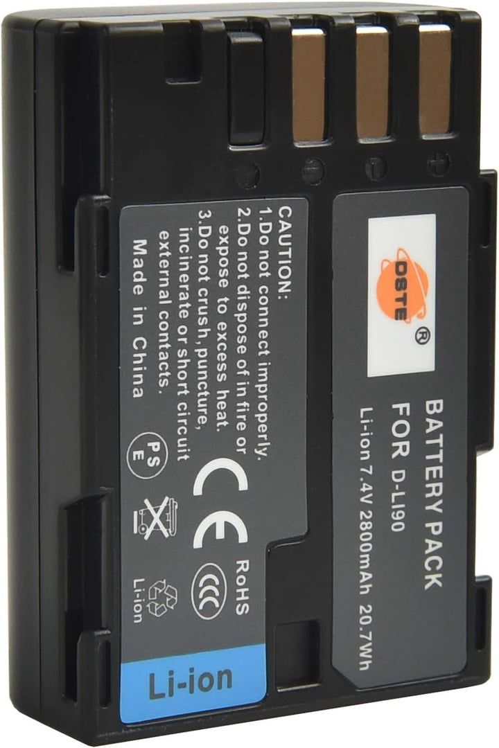 DSTE®（2 Pack） Ersatz Batterie und DC93E Reise Ladegerät Compatible für Pentax D-LI90 K-01 K-3 K-3II