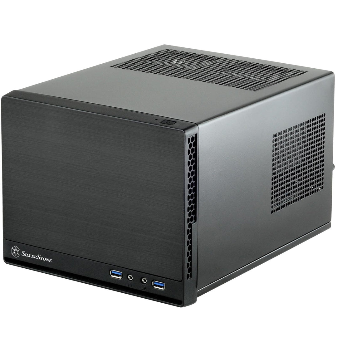 SilverStone SST-SG13B-Q - Sugo Mini-ITX kompaktes Cube Gehäuse, Plastik-Frontblende mit Faux-Alumini