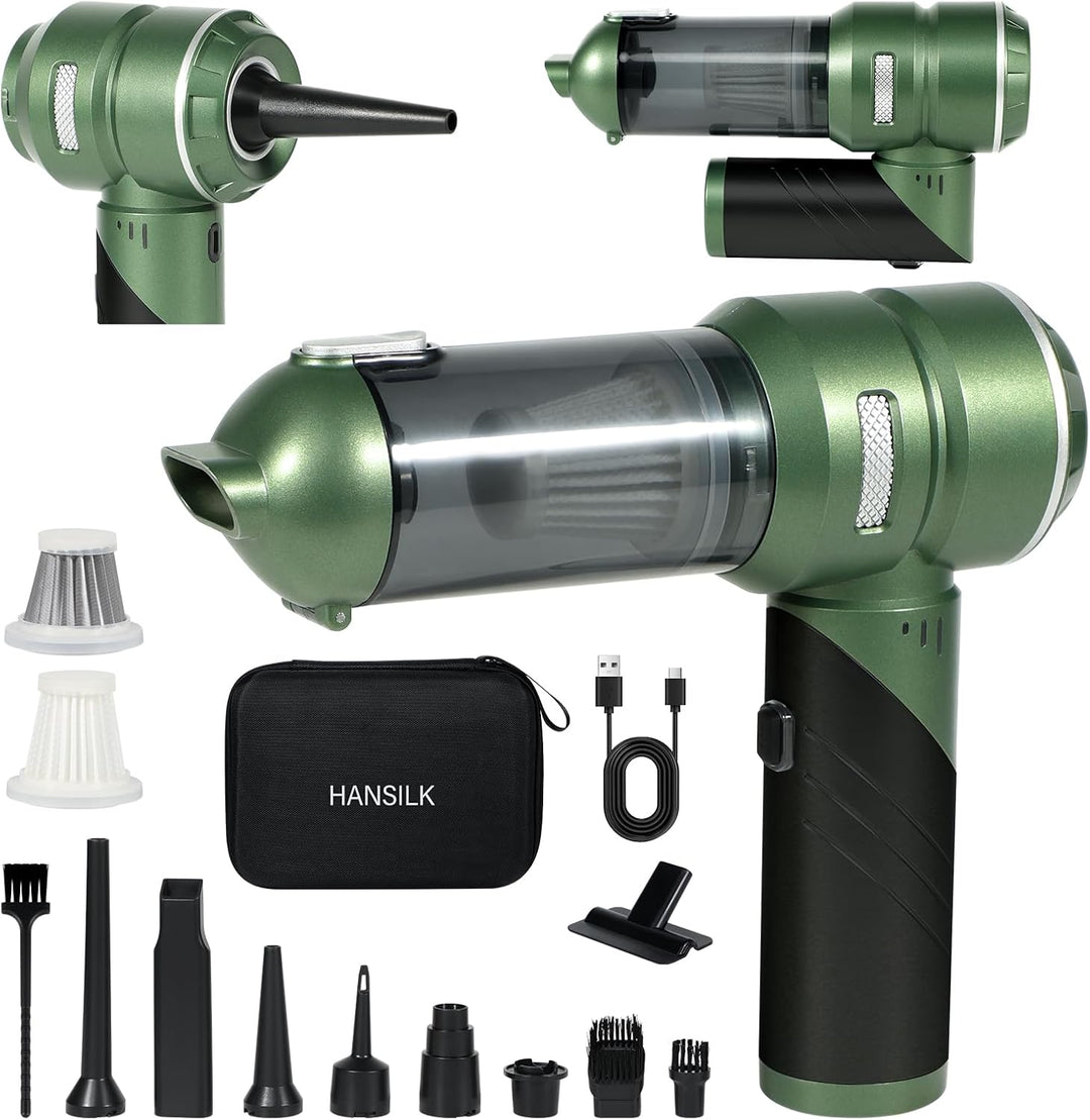 HANSILK Handstaubsauger Akku Kabellos 4 in 1 25000PA Mini Staubsauger Faltbarer Auto Staubsauger Sta