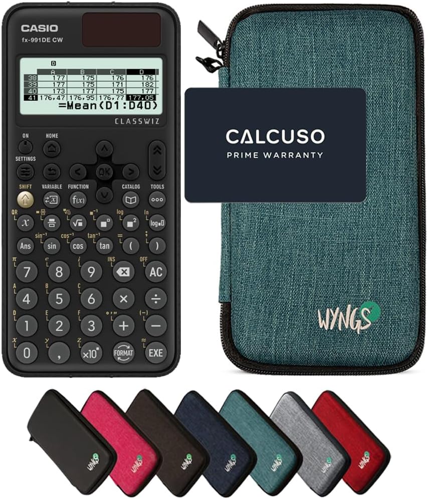 CALCUSO Sparpaket: Casio FX-991DE CW ClassWiz technisch-wissenschaftlicher Schulrechner + WYNGS Schu