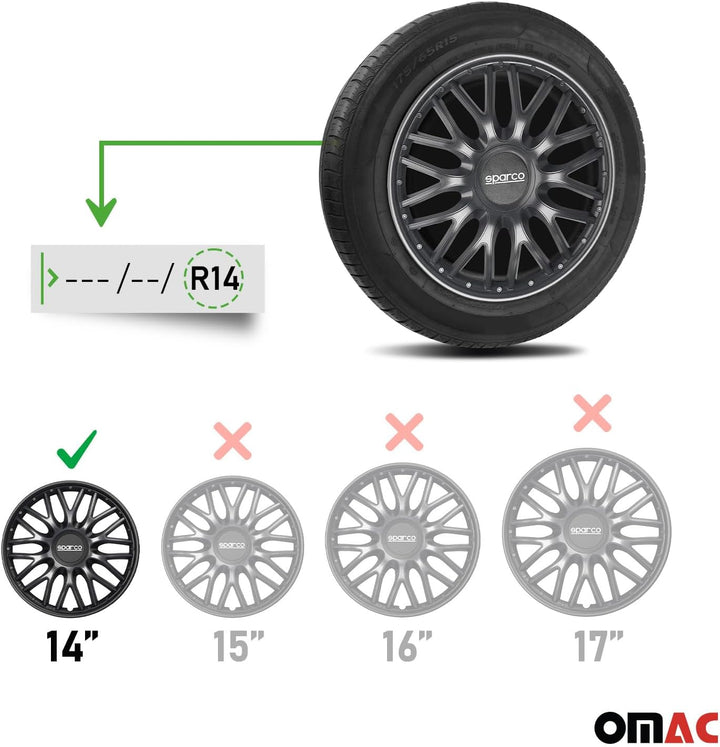 Sparco Satz Radzierblenden Roma 14-Zoll Grau/Schwarz