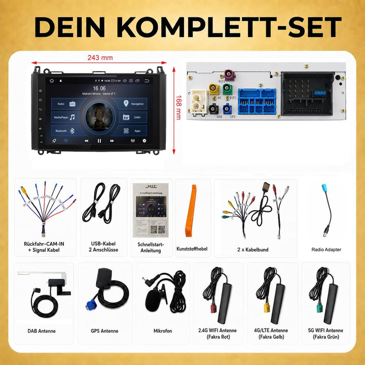 M.I.C. AB9-L2 Android 14 Autoradio mit Navigation: MT6765V,4GB+64GB,9 Zoll QLED,SIM,CarPlay&amp;Android
