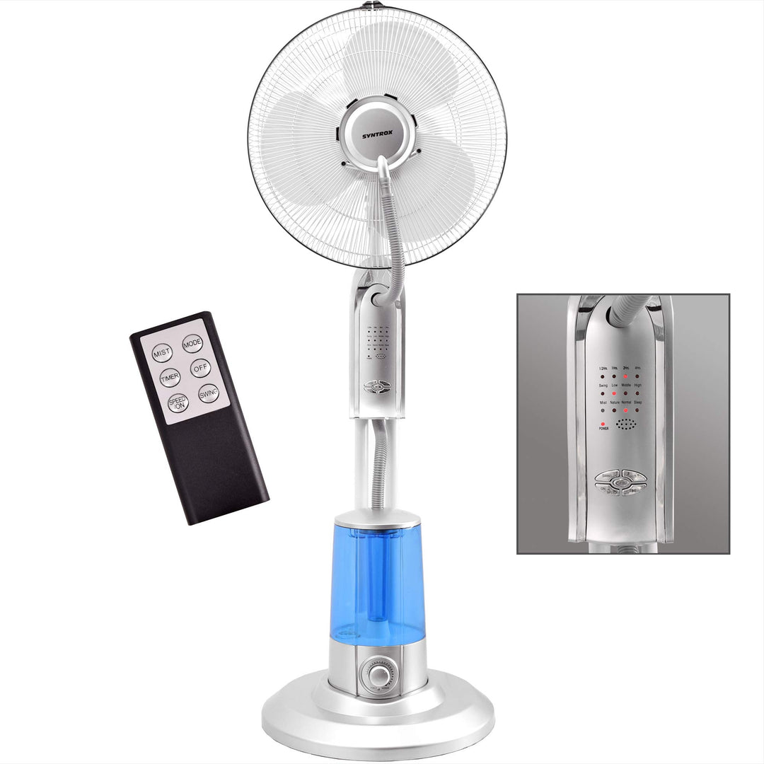 Syntrox Germany SVT-75W Ventilator mit Luftbefeuchter Oszillation Axialventilator Standventilator Wi