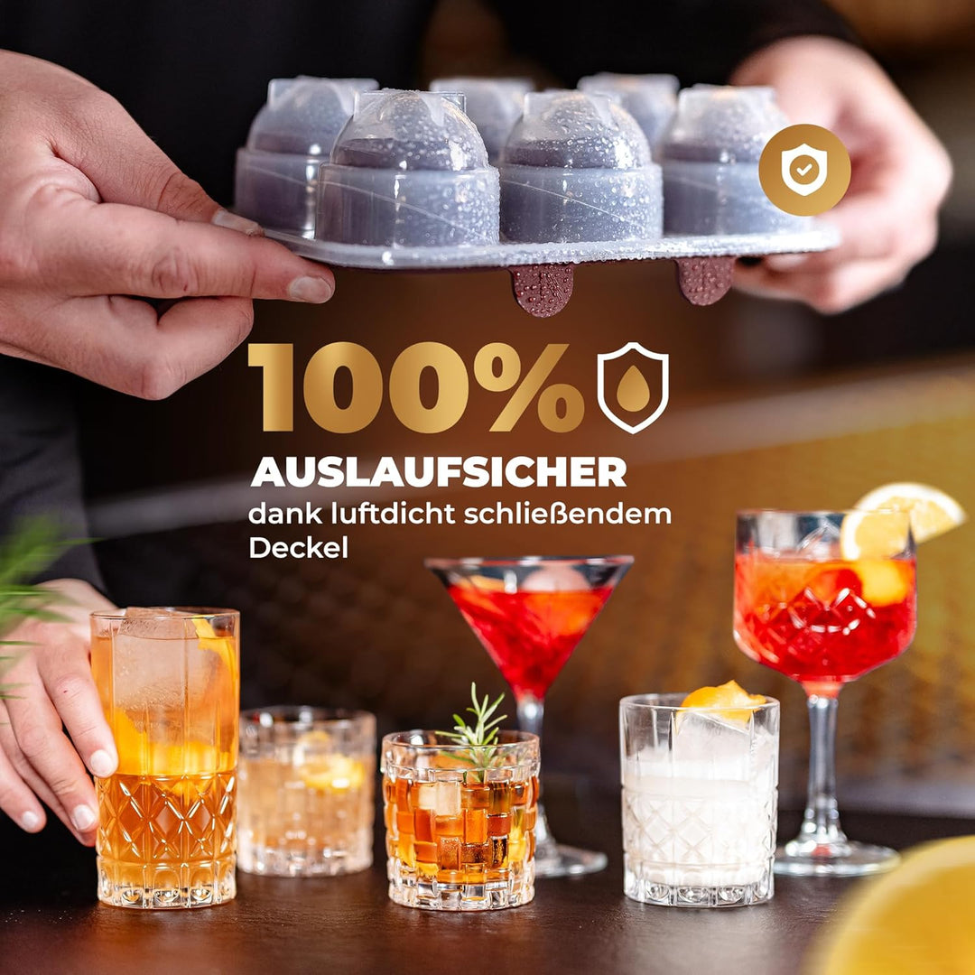 Neighbour’s Friend Patentierte Runde Eiswürfelform 10er Pack - XXL Eiskugelform für Whisky, Rum & Co