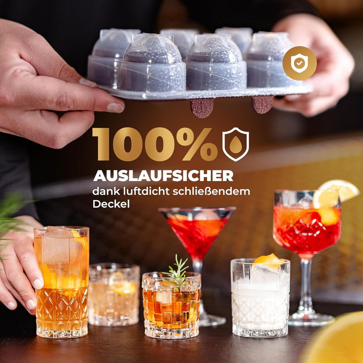 Neighbour’s Friend Patentierte Runde Eiswürfelform 10er Pack - XXL Eiskugelform für Whisky, Rum & Co