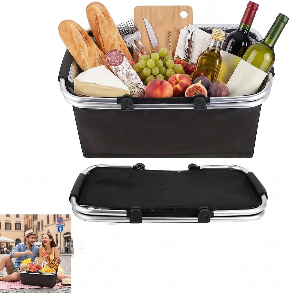Einkaufskorb Faltbar, Einkaufskorb mit Kühlfunktion, Thermo als Picknickkorb,Tragekorb,Kühlbox Tragb