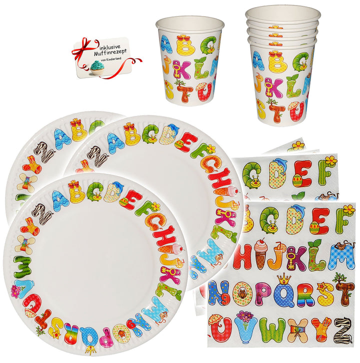 60 Stück Servietten - ABC/Alphabet - Buchstaben - zum Schulanfang/Geburtstag - Kindergeburtstag & Sc