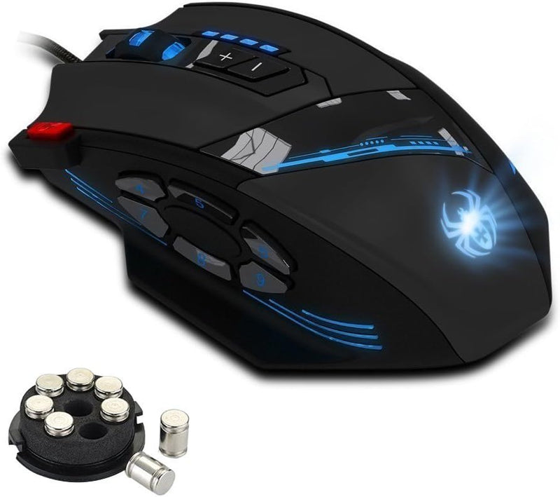 zelotes Gaming-Maus, kabelgebunden, ergonomische Gaming-Maus, 12 programmierbare Tasten, 4000 DPI Co