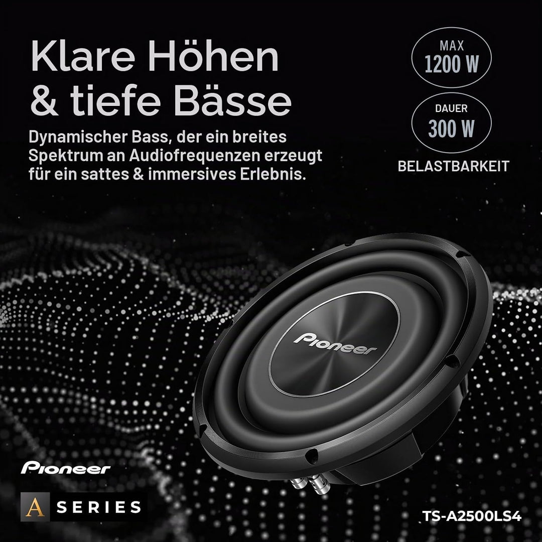 Pioneer TS-A2500LS4 Passiv Subwoofer, leistungsstarker Subwoofer mit 1200 W Maximalleistung, 25 cm,