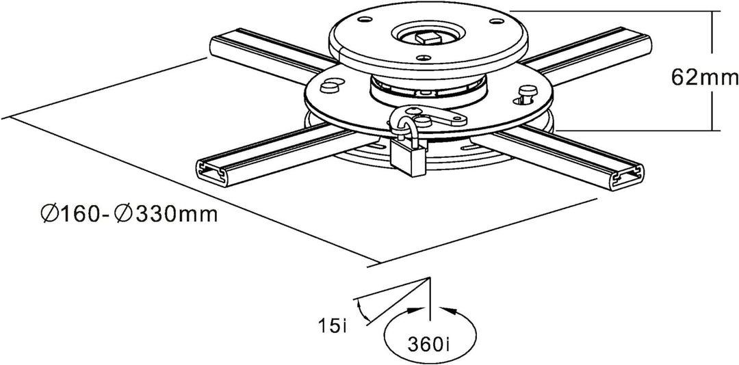 InLine 23138A Deckenhalterung für Beamer, max. 20kg Single, Single