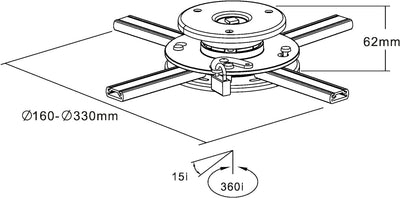 InLine 23138A Deckenhalterung für Beamer, max. 20kg Single, Single