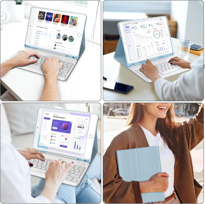 IVEOPPE Tastatur für iPad 6. Generation 9,7 Zoll 2018, Hülle Tastatur für iPad Pro 9.7"/Air 2 & 1, B
