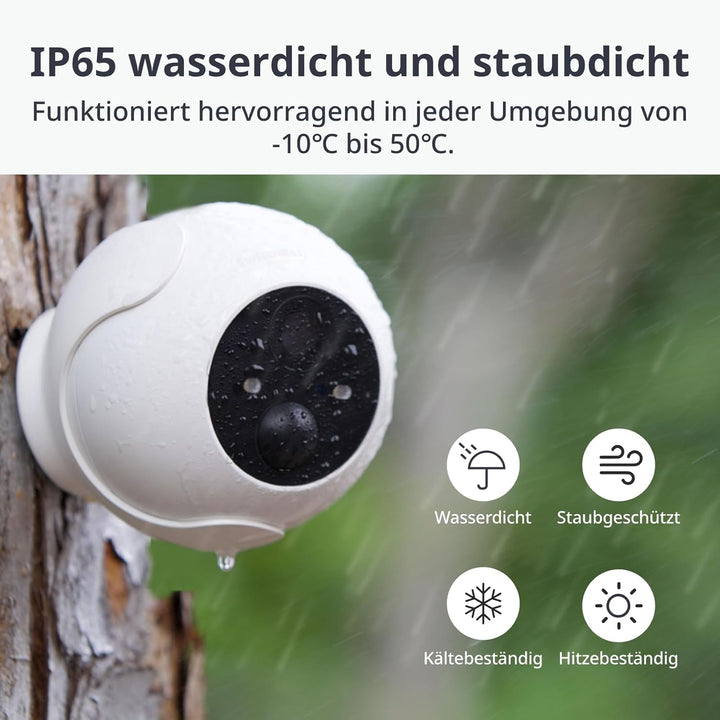 SwitchBot Drahtlose Sicherheitskamera Kit, 2K Aussenkamera mit Solarpanel, ununterbrochene Überwachu