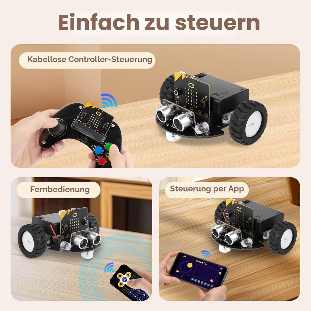 Robotik für Kinder im Alter von 8–12 Jahren 12–16, ACEBOTT Smart Robot Car Kit Kompatibel mit BBC Mi