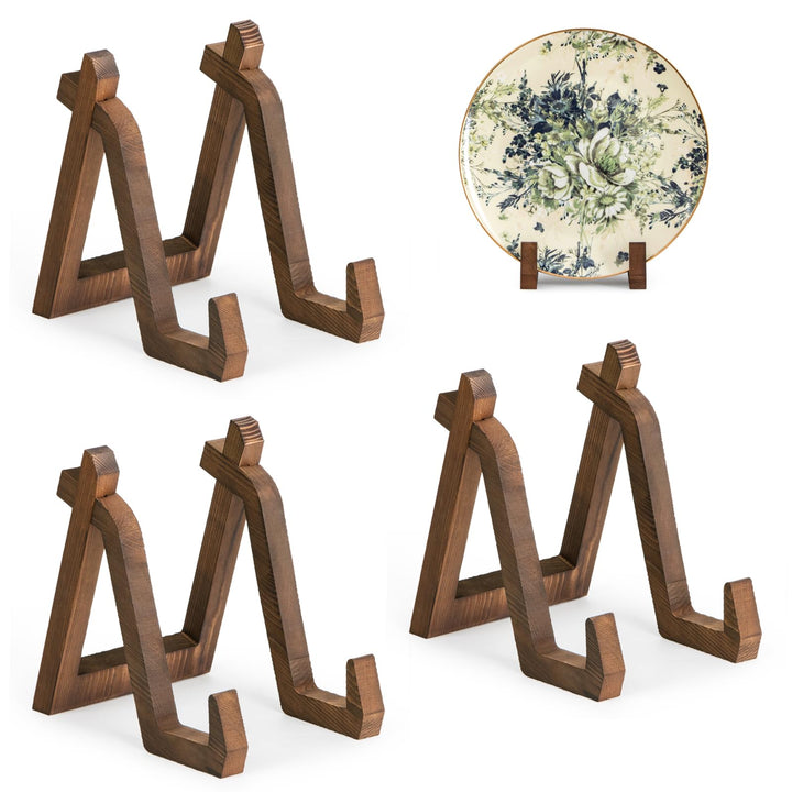 Tellerständer Holz - 3 Stück Tellerhalter Ständer Es Kann als Display Ständer, Fotoständer, Bilderst