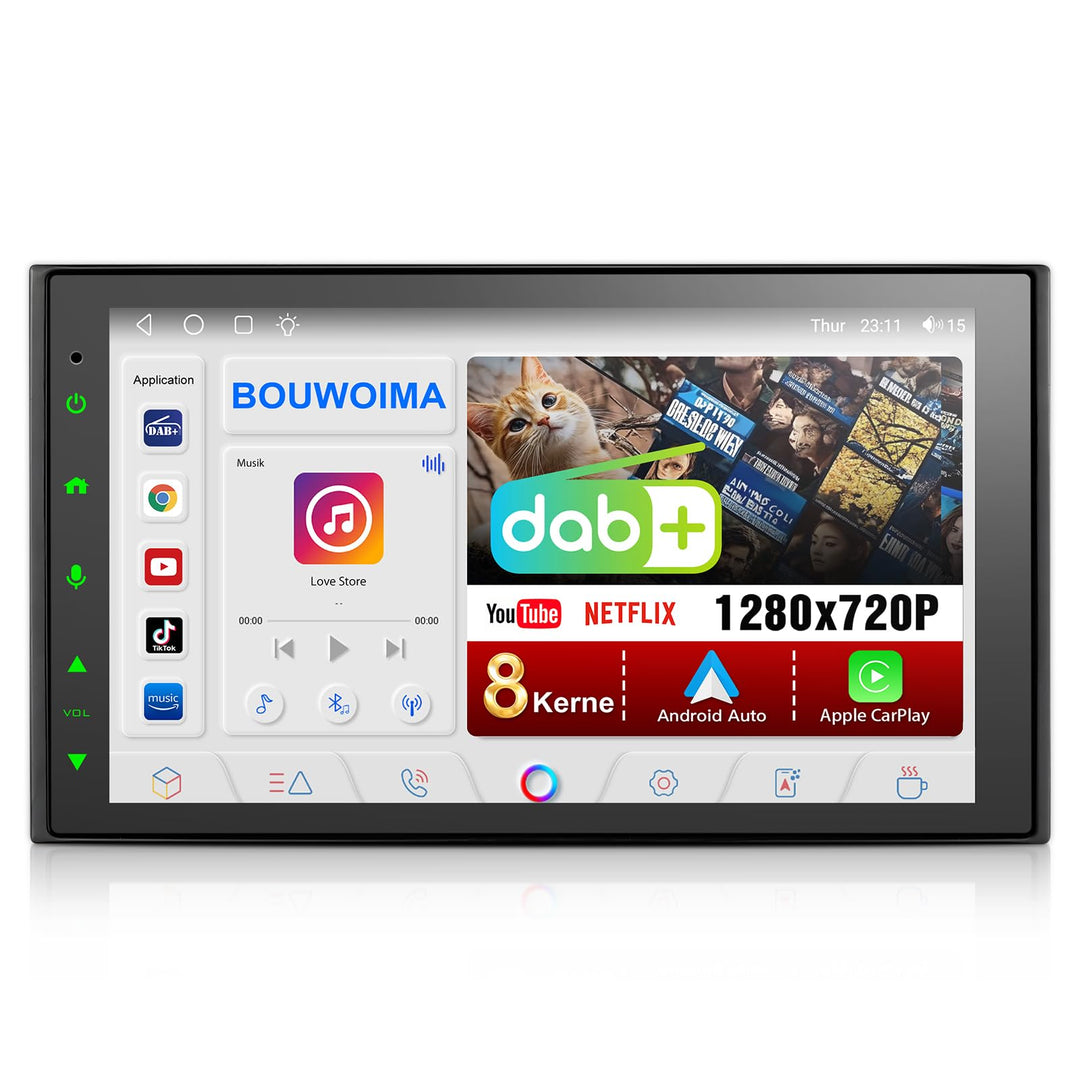 DAB Autoradio mit Bildschirm Android Doppel Din Radio Wireless Carplay Android Auto, 8-Core 2G+32G 7