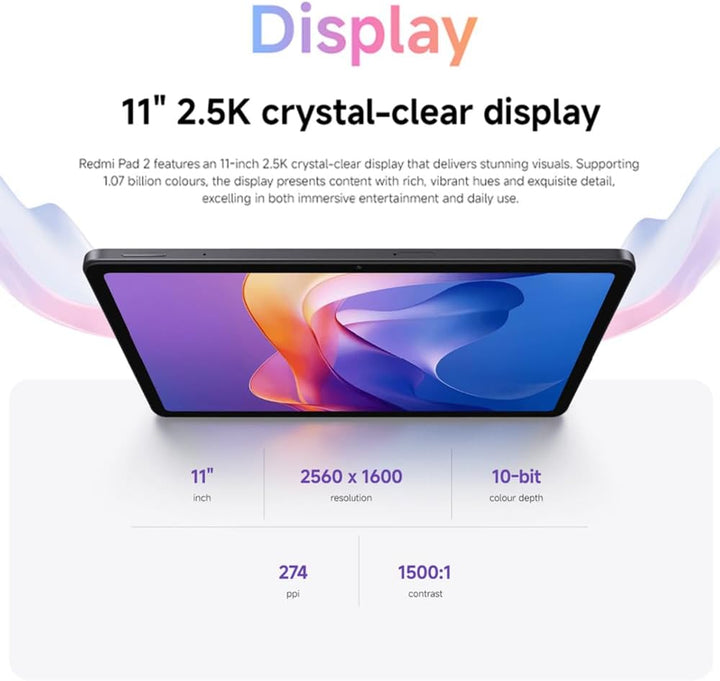 XIAOMI Redmi Pad 2 8 GB + 256 GB Tablet, 11 Zoll 2,5K 90 Hz Display, Mediatek Helio G100 Ultra, Lila