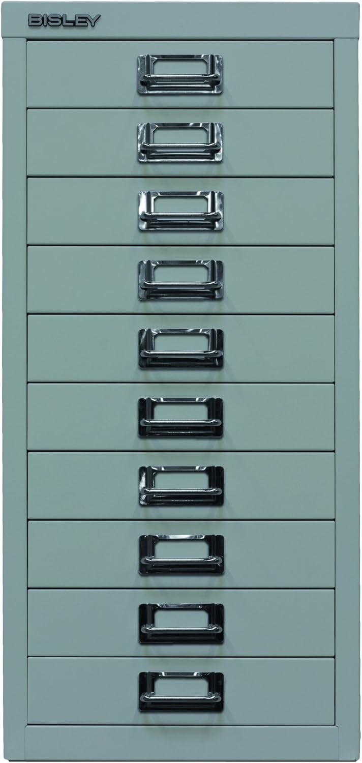 BISLEY MultiDrawer, 29er Serie, DIN A4, 10 Schubladen, Metall, 645 Lichtgrau, 38 x 27.9 x 59 cm