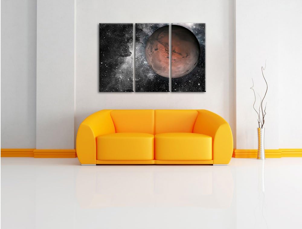 Pixxprint Mars im Weltall als Leinwandbild/Grösse: 3 Teilig (120x80 cm) cm/Wandbild/Kunstdruck/ferti
