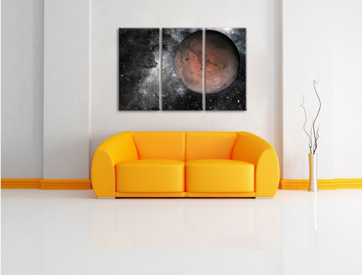 Pixxprint Mars im Weltall als Leinwandbild/Grösse: 3 Teilig (120x80 cm) cm/Wandbild/Kunstdruck/ferti