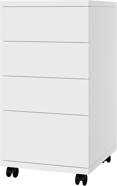 HOCSOK Rollcontainer mit 4 Schubladen, Aktenschrank mit Rollen, Büroschrank, unter dem Schreibtisch,