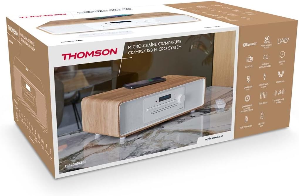 Micro-chaîne Bluetooth - THOMSON - CD/MP3/USB/Radio FM/DAB+ - 75W - Affichage LCD - Télécommande