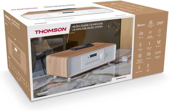 Micro-chaîne Bluetooth - THOMSON - CD/MP3/USB/Radio FM/DAB+ - 75W - Affichage LCD - Télécommande