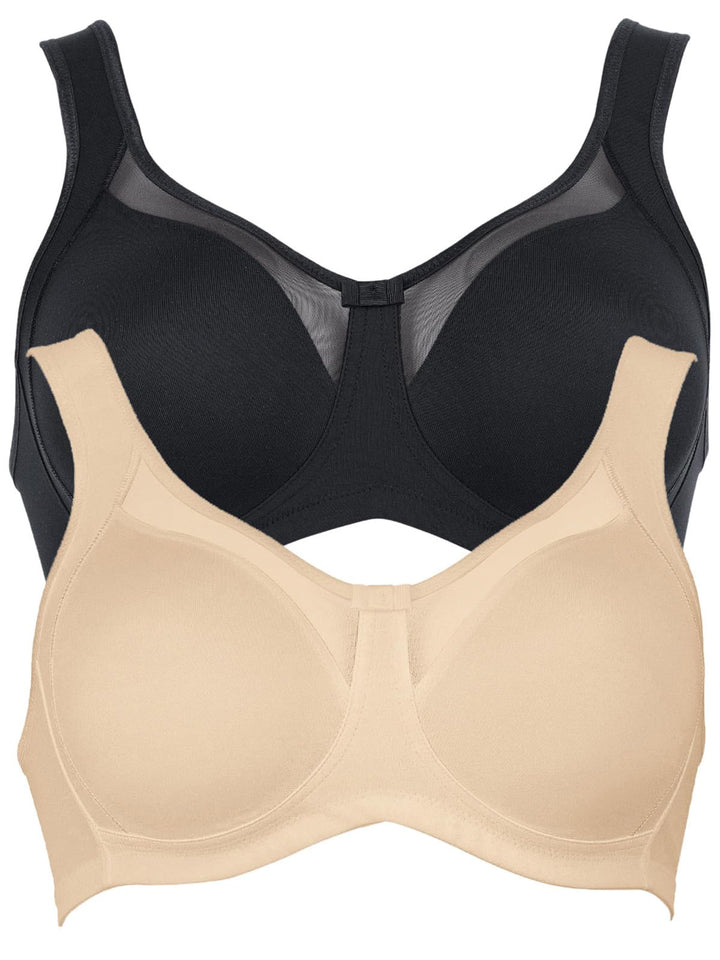Anita 2er Sparpack Entlastungs BH Clara 5859 Gr. 75-110 B-E 75B Haut/Schwarz, 75B Haut/Schwarz