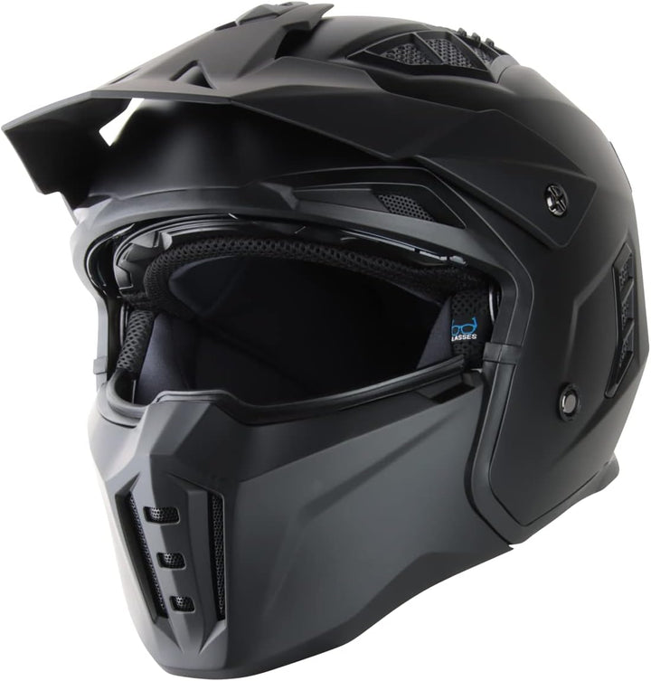 VINZ Kioto Jethelm / Streetfighter Helm | ECE 22.06 zugelassen | Rollerhelm mit Sonnenvisier / Sonne