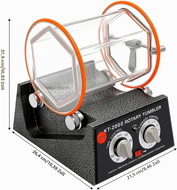 Poliermaschine, 5KG Trowalisiermaschine mit 4 Geschwindigkeitssteuerung und Timer, Rotary Tumbler Po