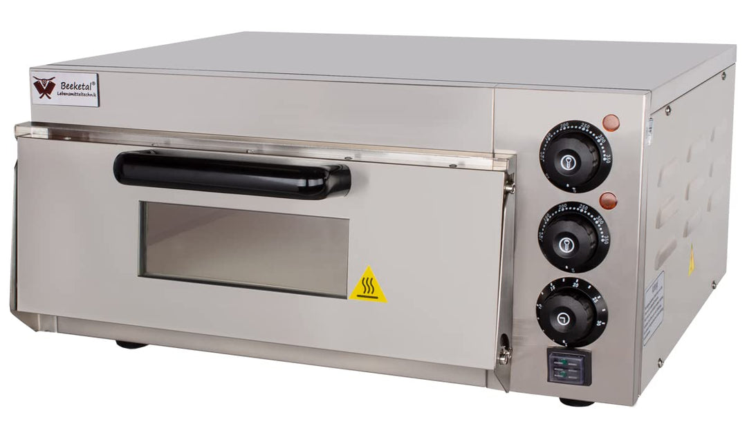 Beeketal 'BPO33-1' Profi Pizzaofen mit 400x400 mm Schamottstein Backfläche, Gastro Steinbackofen für