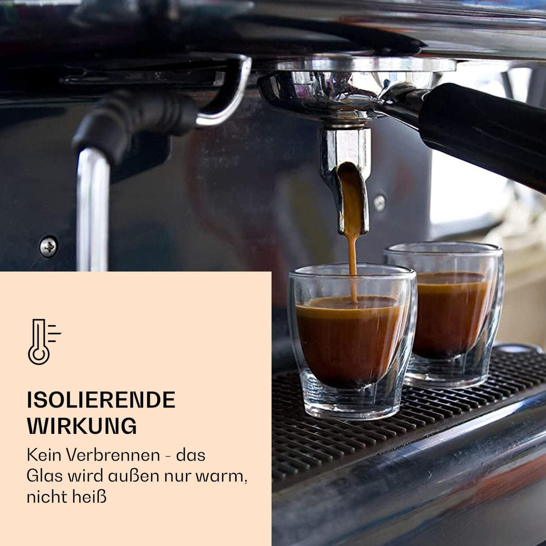 DUOS® Latte Macchiato Gläser Doppelwandig 6x 200ml + 6x Löffel, Doppelwandige Gläser, Cappuccino Tas