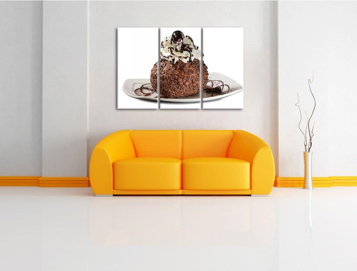 Super schokoladiges Eis als 3-Teiler Leinwandbild 120x80 Bild auf Leinwand, XXL riesige Bilder ferti