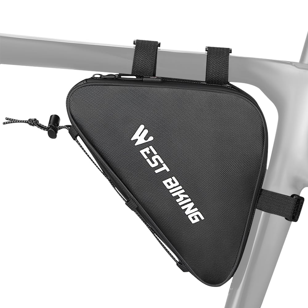 Fahrrad Rahmentasche Dreieckstasche 1L – wasserdichte Rahmentasche mit TPU-Reissverschluss, schmale