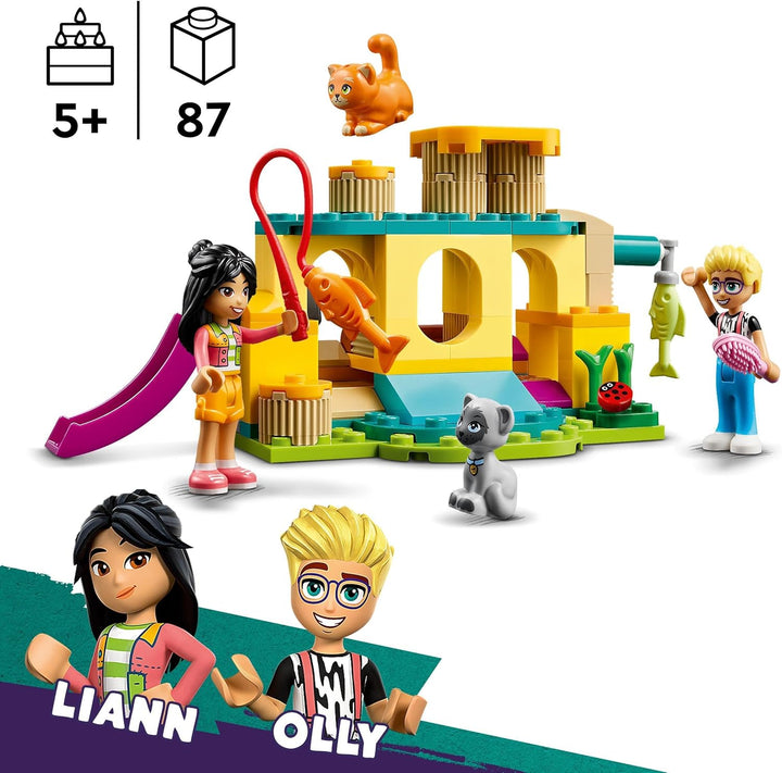 LEGO Friends Abenteuer auf dem Katzenspielplatz, Set mit Spielzeug-Tieren und Figuren, darunter Olly