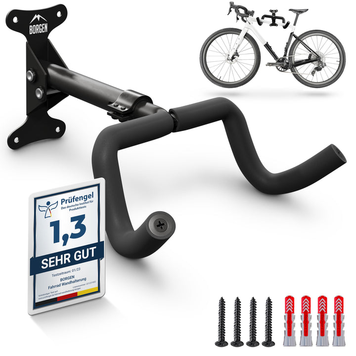 Borgen Fahrrad Wandhalterung I Fahrradhalter - Winkel und Wandabstand einstellbar, klappbar, MTB, Re