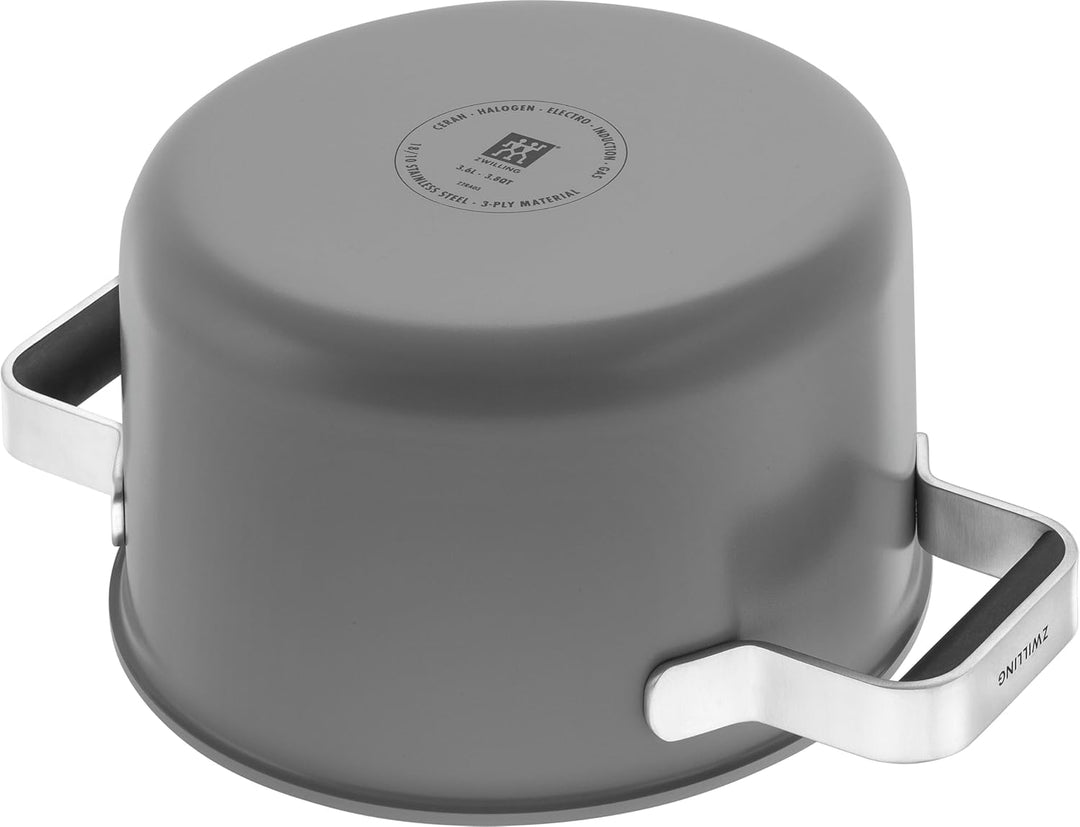 ZWILLING PURE Kochtopfset, 5-tlg, 18/10 Edelstahl, Keramik-Aussenbeschichtung, Stay-Cool-Griffe, Spü