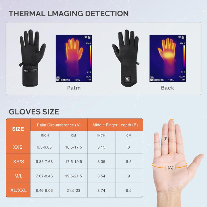 elektrische beheizte Handschuhe für Herren Damen，wiederaufladbar beheizbare Winter Handschuhe für Ou