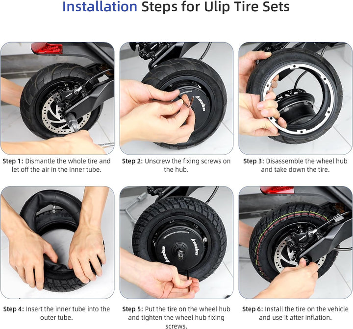 ulip 90/65-6,5 Offroad Reifen + Schlauch, Offroad Tubeless Reifen, für Dualtron Ultra Thunder Zero 1